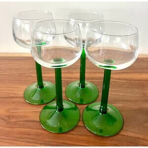 Rhine Wine - Set of 4 Emerald by Cristal D'Arques-Durand Green Stem Plain Bowl